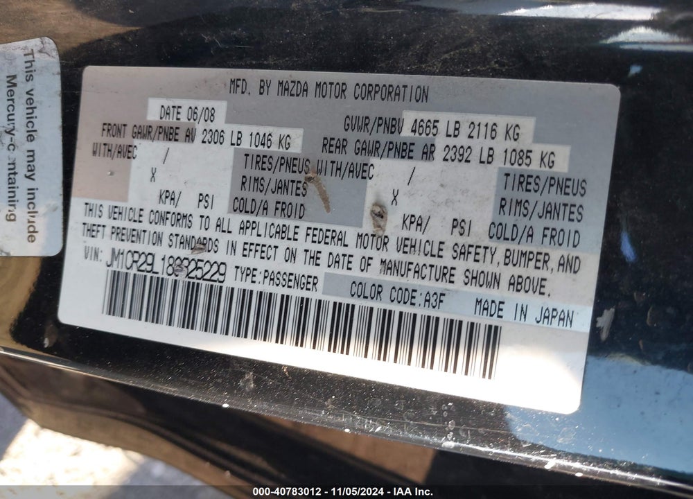 2008 MAZDA 5 GRAND TOURING VIN: JM1CR29L180325229
