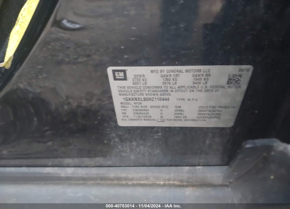 2017 GMC ACADIA DENALI VIN: 1GKKNXLS6HZ116444