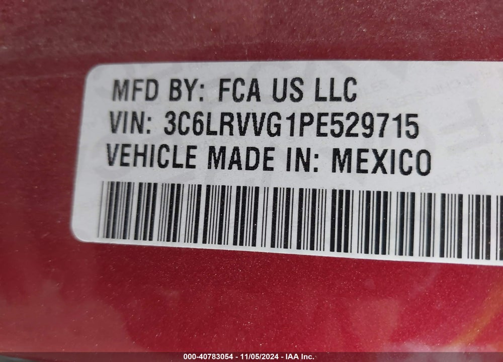 2023 RAM PROMASTER 2500 136 WB VIN: 3C6LRVVG1PE529715