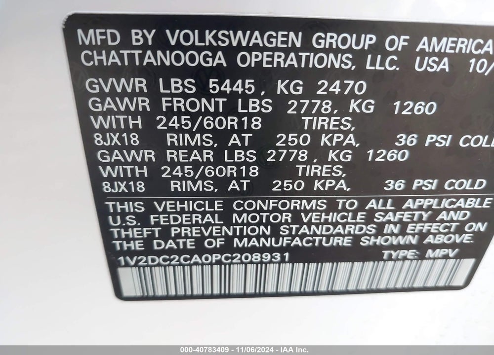 2023 VOLKSWAGEN ATLAS CROSS SPORT 2.0T SE VIN: 1V2DC2CA0PC208931