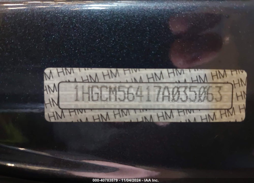 2007 HONDA ACCORD 2.4 LX VIN: 1HGCM56417A035063