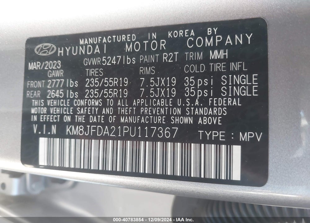 2023 HYUNDAI TUCSON PLUG-IN HYBRID VIN: KM8JFDA21PU117367