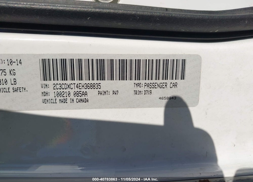 2014 DODGE CHARGER VIN: 2C3CDXCT4EH368835