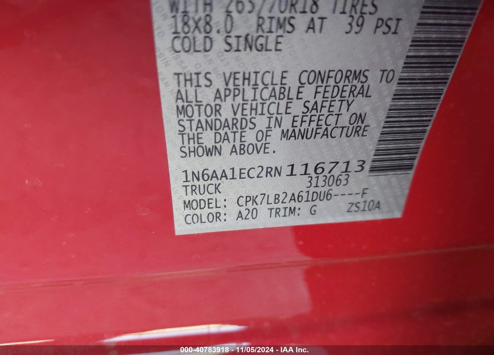 2024 NISSAN TITAN SV 4X4 VIN: 1N6AA1EC2RN116713