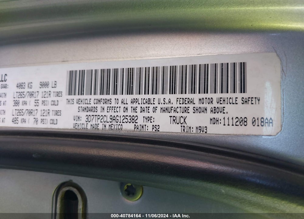 2010 DODGE RAM 2500 SLT VIN: 3D7TP2CL9AG125382