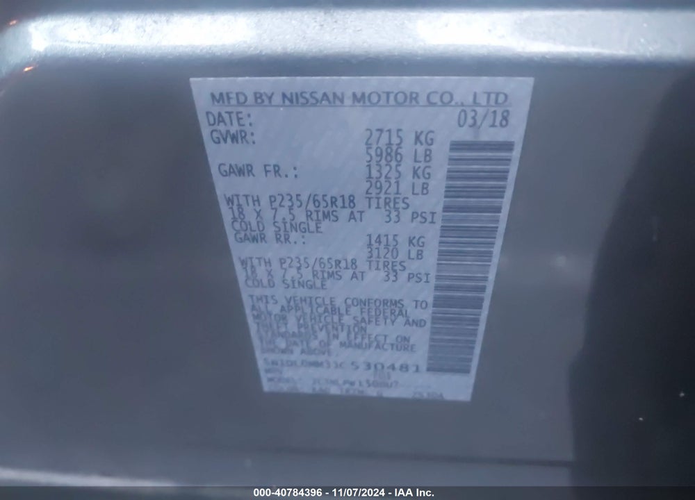 2018 INFINITI QX60 VIN: 5N1DL0MM3JC530481