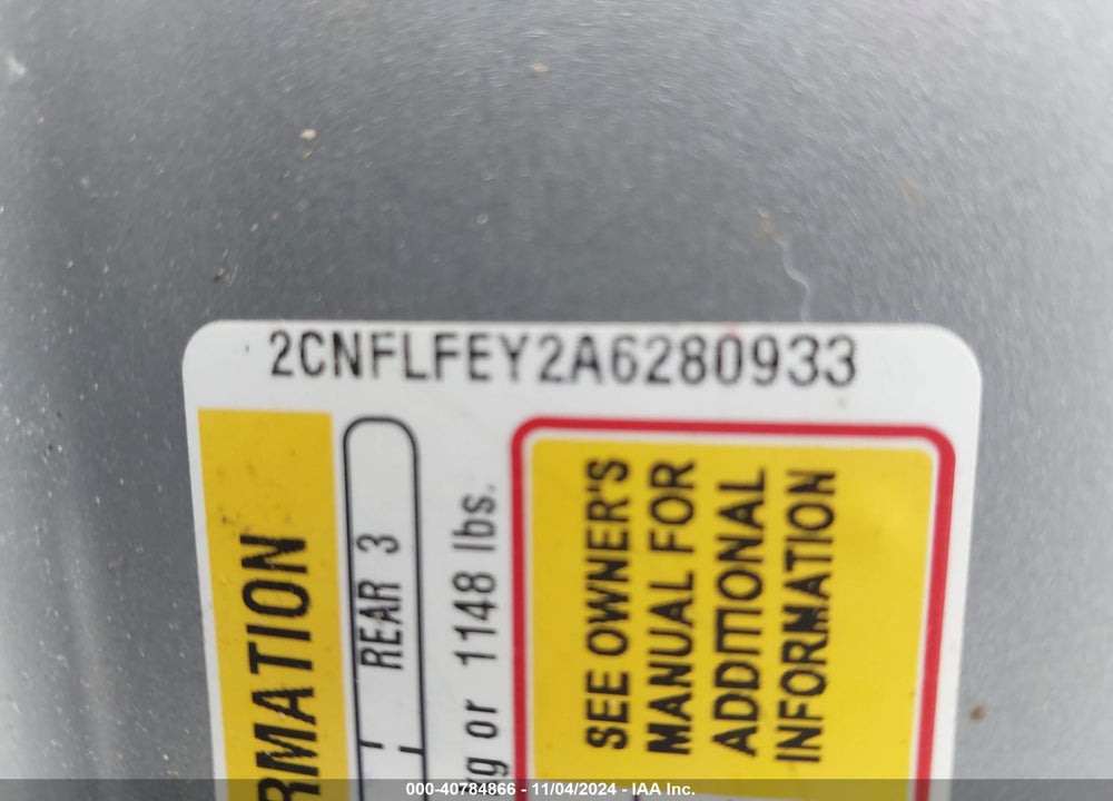 2010 CHEVROLET EQUINOX LTZ VIN: 2CNFLFEY2A6280933