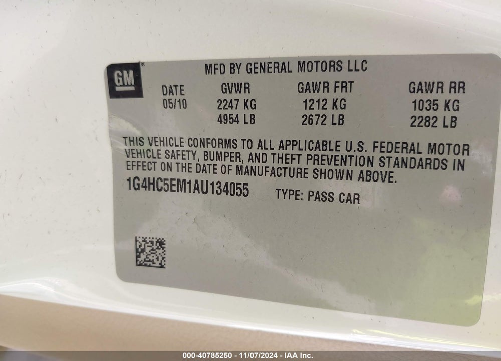 2010 BUICK LUCERNE CXL VIN: 1G4HC5EM1AU134055
