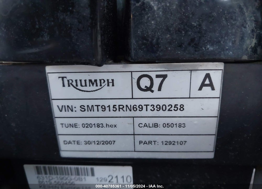 2009 TRIUMPH MOTORCYCLE SPEED MASTER VIN: SMT915RN69T390258