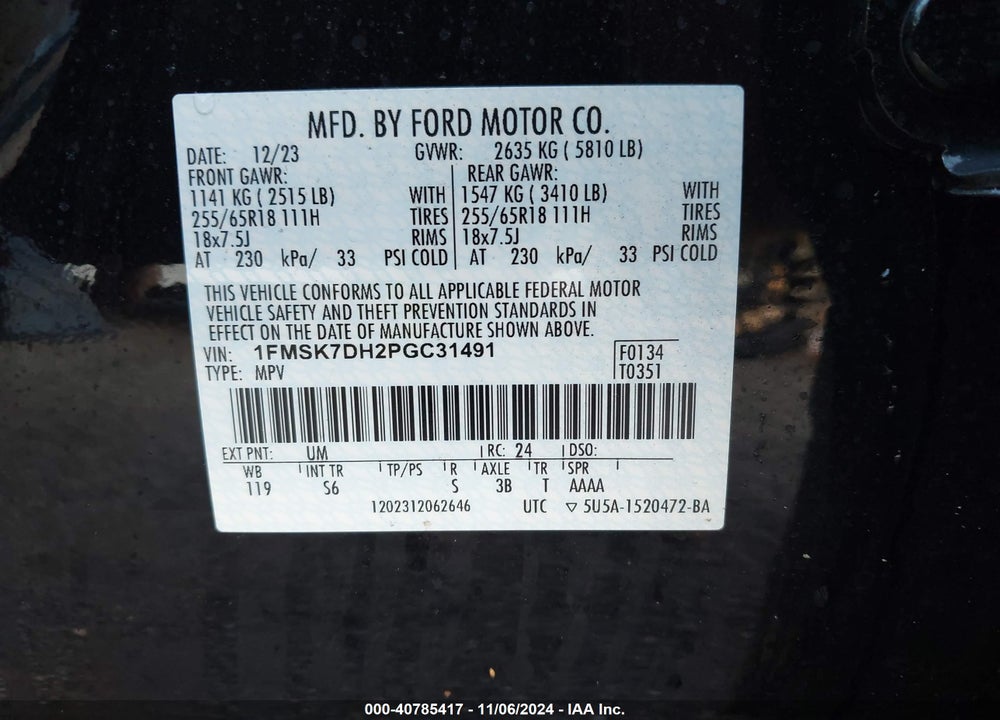 2023 FORD EXPLORER XLT VIN: 1FMSK7DH2PGC31491