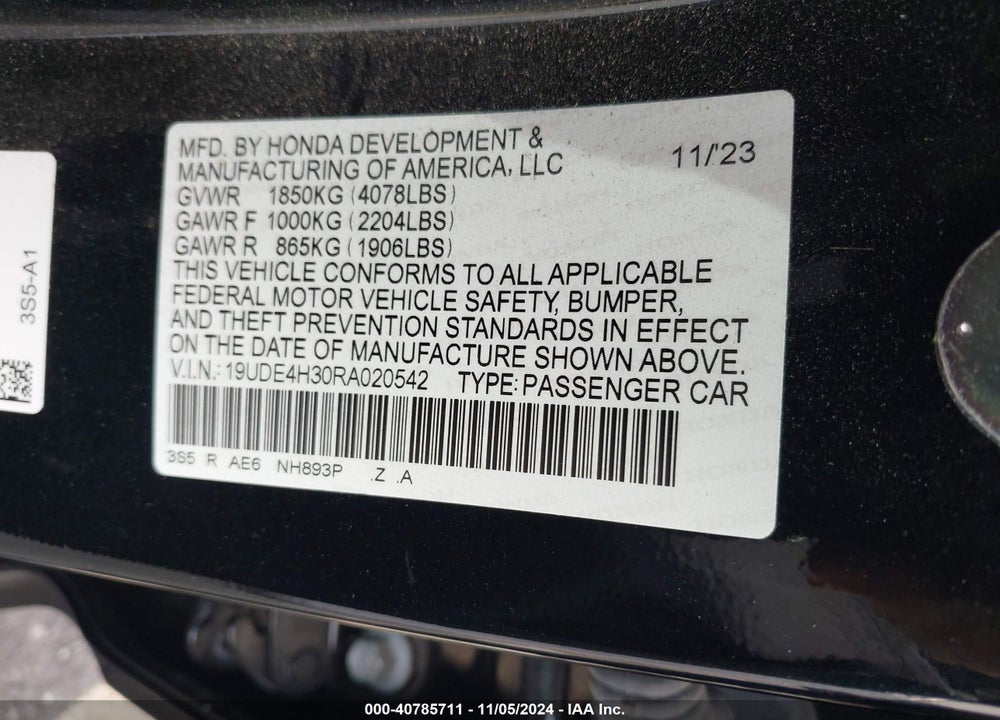 2024 ACURA INTEGRA A-SPEC VIN: 19UDE4H30RA020542