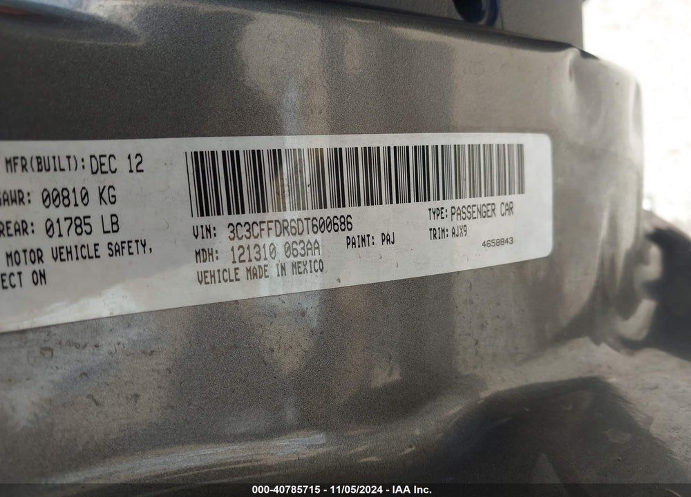 2013 FIAT 500C POP VIN: 3C3CFFDR6DT600686