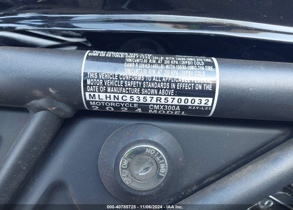 2024 HONDA CMX300 A VIN: MLHNC5357R5700032