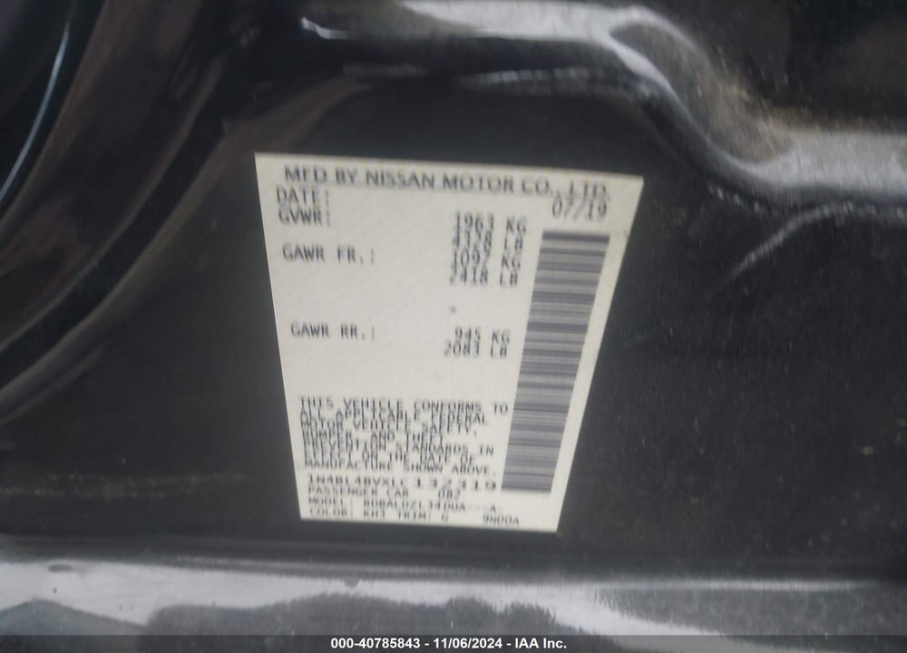2020 NISSAN ALTIMA S FWD VIN: 1N4BL4BVXLC132319