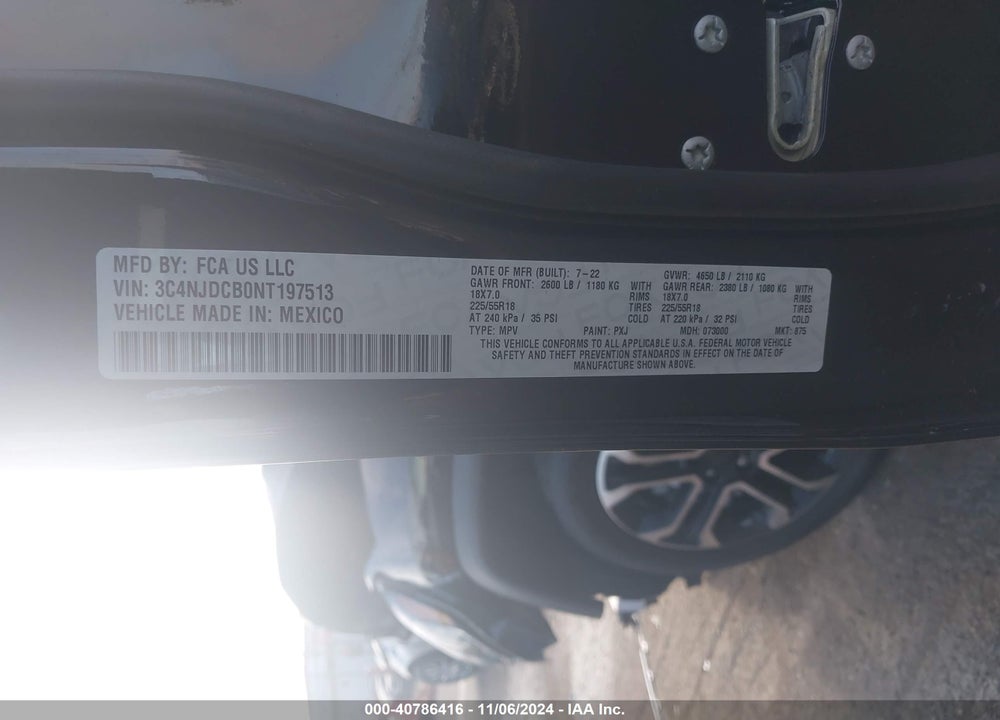 2022 JEEP COMPASS VIN: 3C4NJDCB0NT197513