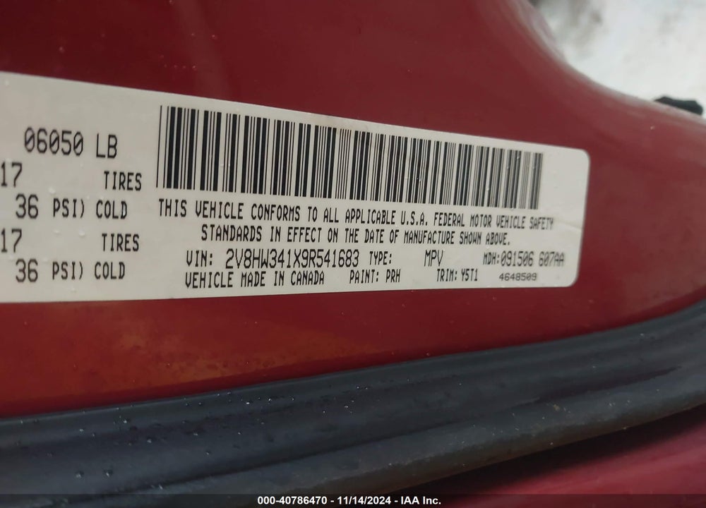 2009 VOLKSWAGEN ROUTAN SE VIN: 2V8HW341X9R541683