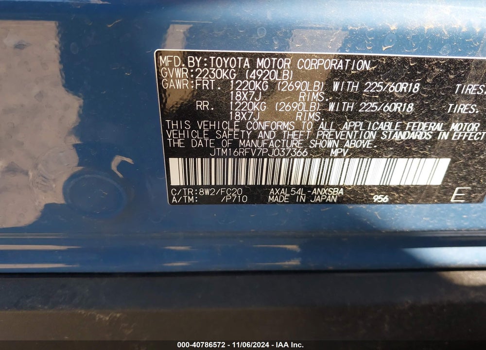 2023 TOYOTA RAV4 VIN: JTM16RFV7PJ037366
