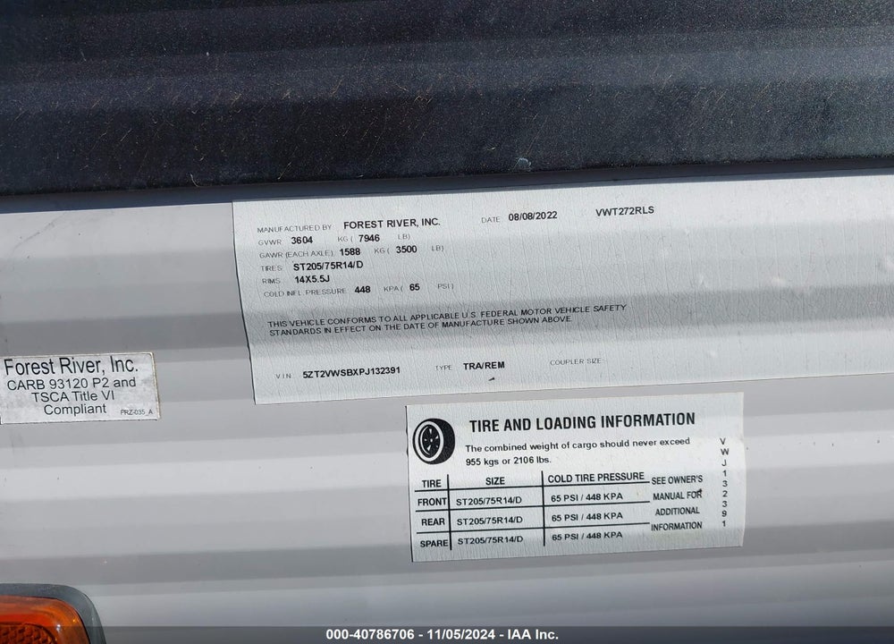 2023 VIKING 272RLS VIN: 5ZT2VWSBXPJ132391