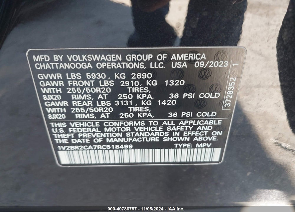 2024 VOLKSWAGEN ATLAS 2.0T SEL VIN: 1V2BR2CA7RC518499