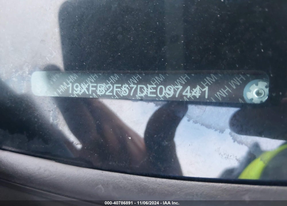2013 HONDA CIVIC LX VIN: 19XFB2F57DE097441