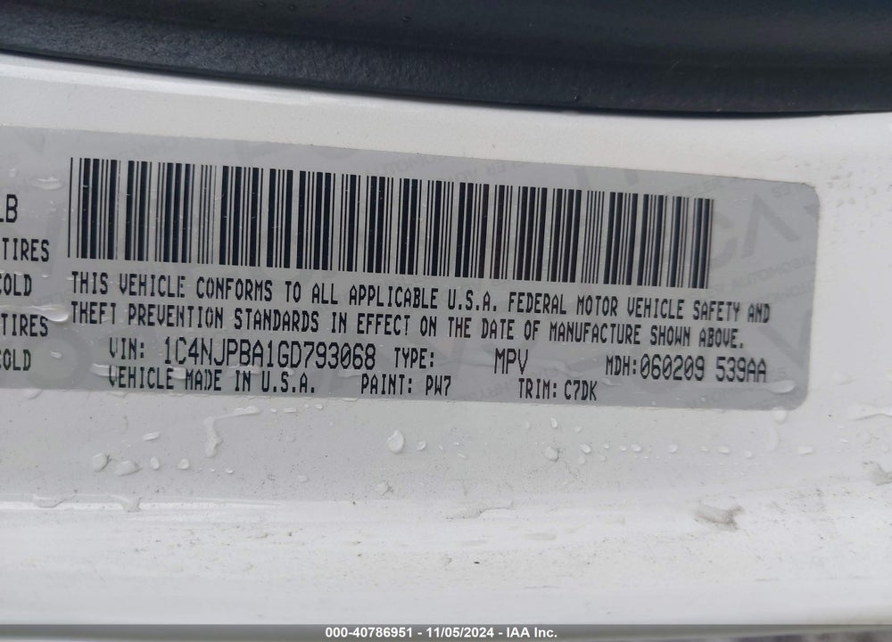 2016 JEEP PATRIOT SPORT VIN: 1C4NJPBA1GD793068