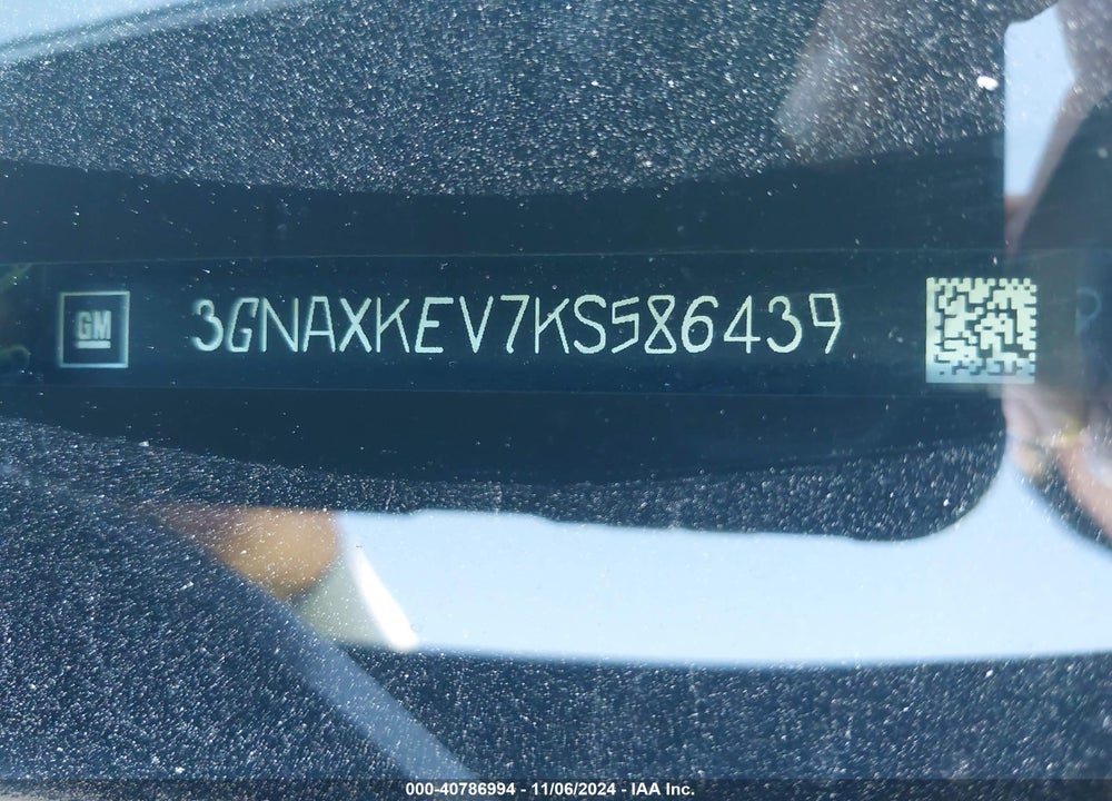 2019 CHEVROLET EQUINOX LT VIN: 3GNAXKEV7KS586439