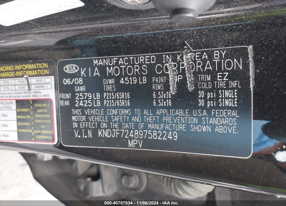 2009 KIA SPORTAGE LX VIN: KNDJF724897582249