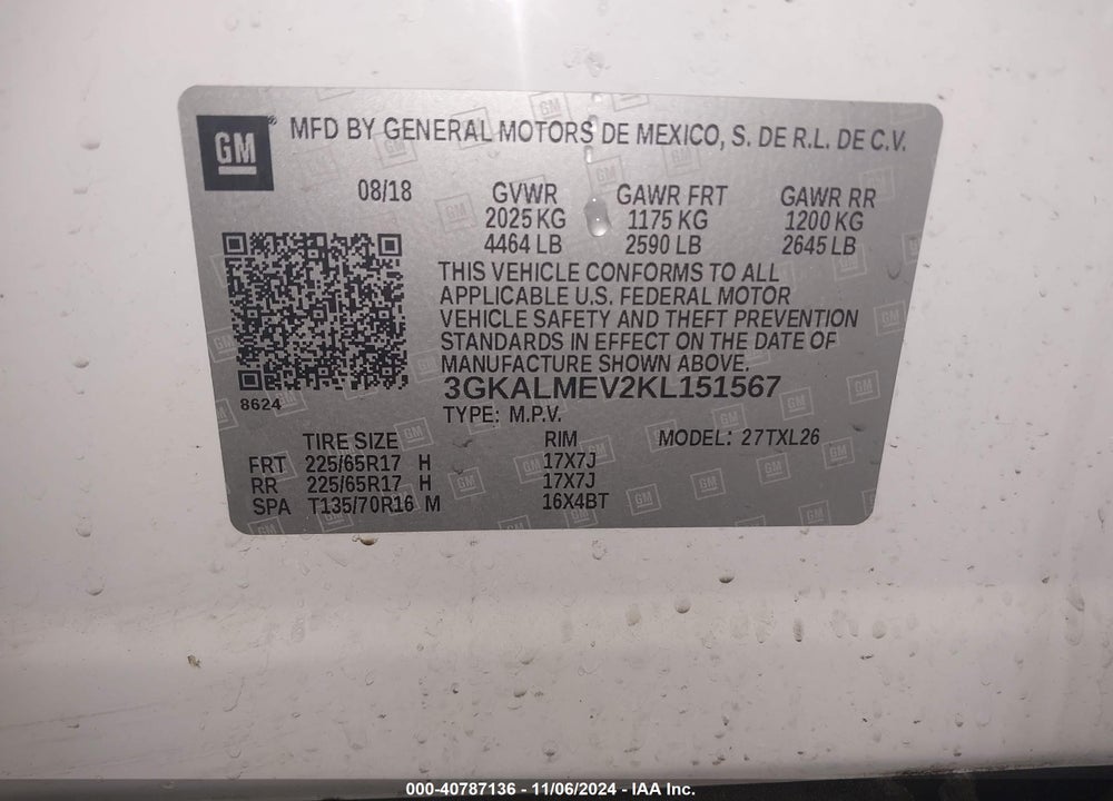 2019 GMC TERRAIN SLE VIN: 3GKALMEV2KL151567