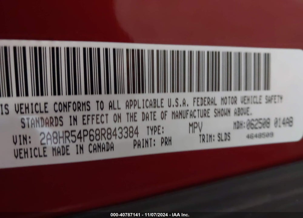2008 CHRYSLER TOWN & COUNTRY TOURING VIN: 2A8HR54P68R843384