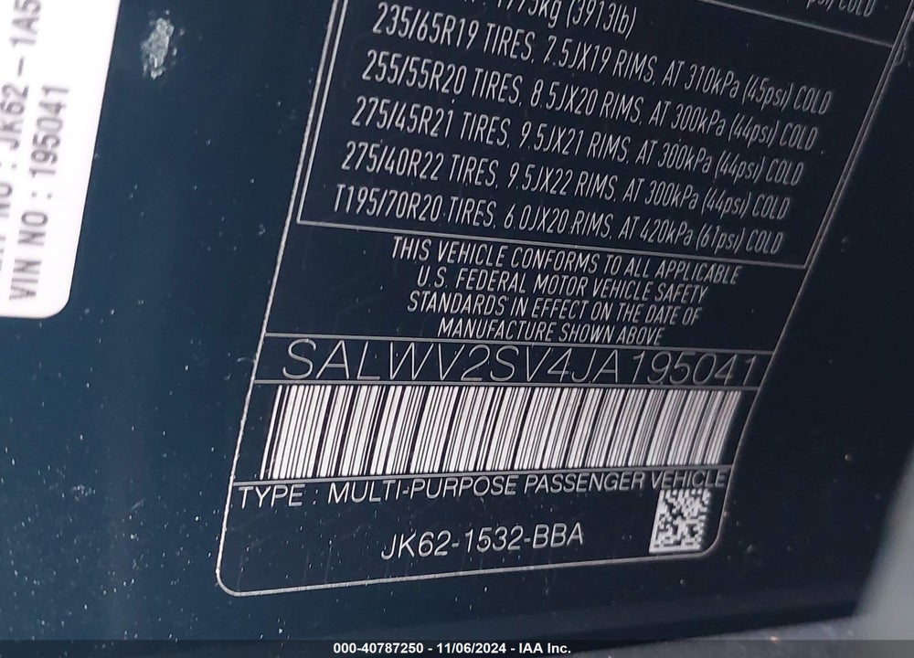 2018 LAND ROVER RANGE ROVER SPORT HSE DYNAMIC VIN: SALWV2SV4JA195041