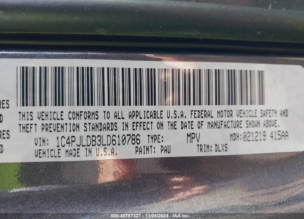 2020 JEEP CHEROKEE LIMITED FWD VIN: 1C4PJLDB3LD610786