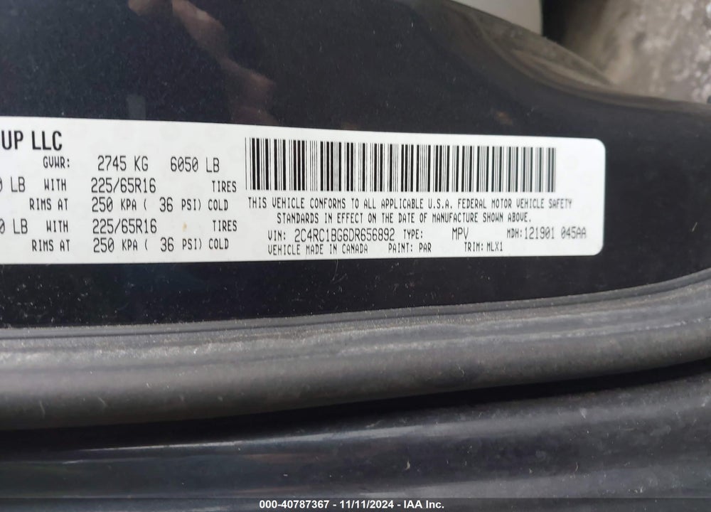 2013 CHRYSLER TOWN & COUNTRY TOURING VIN: 2C4RC1BG6DR656892