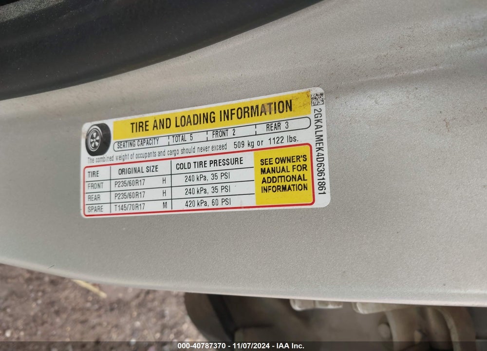 2013 GMC TERRAIN SLE-1 VIN: 2GKALMEK4D6361861