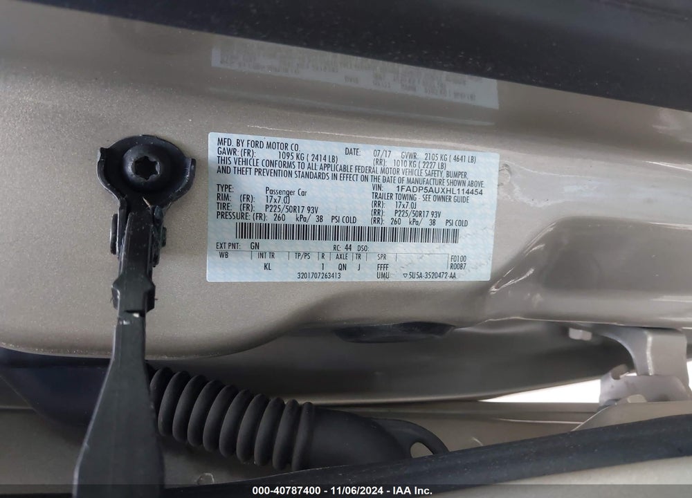2017 FORD C-MAX HYBRID SE VIN: 1FADP5AUXHL114454