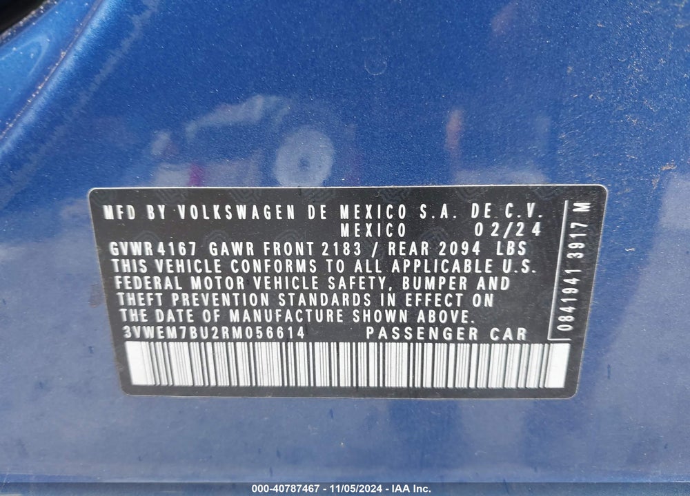 2024 VOLKSWAGEN JETTA 1.5T SE VIN: 3VWEM7BU2RM056614