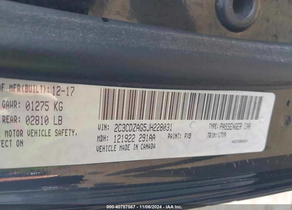 2018 DODGE CHALLENGER SXT VIN: 2C3CDZAG5JH228031