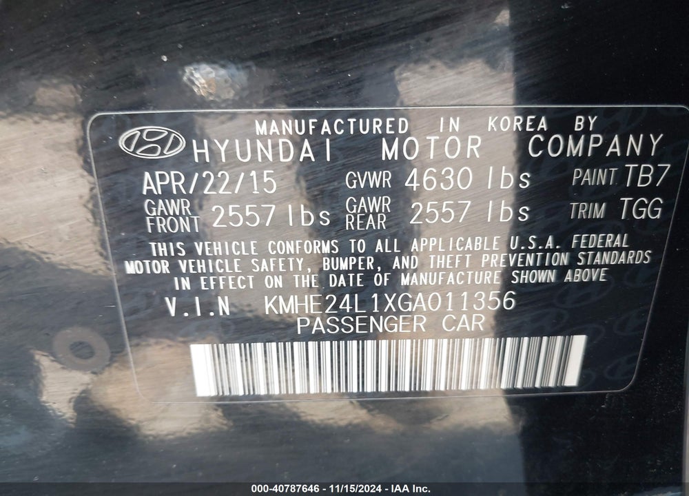 2016 HYUNDAI SONATA HYBRID SE VIN: KMHE24L1XGA011356