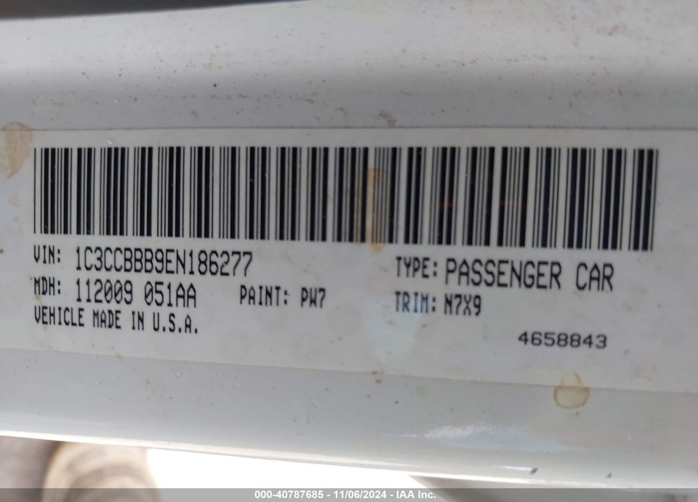 2014 CHRYSLER 200 TOURING VIN: 1C3CCBBB9EN186277