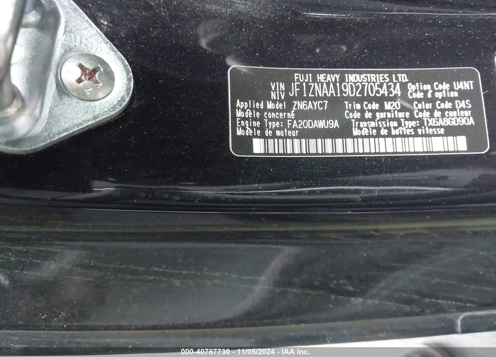 2013 SCION FR-S VIN: JF1ZNAA19D2705434