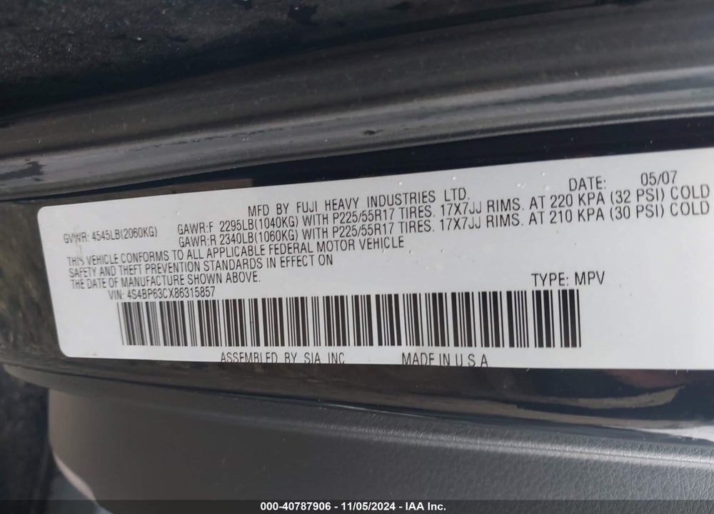 2008 SUBARU OUTBACK 2.5XT LIMITED VIN: 4S4BP63CX86315857