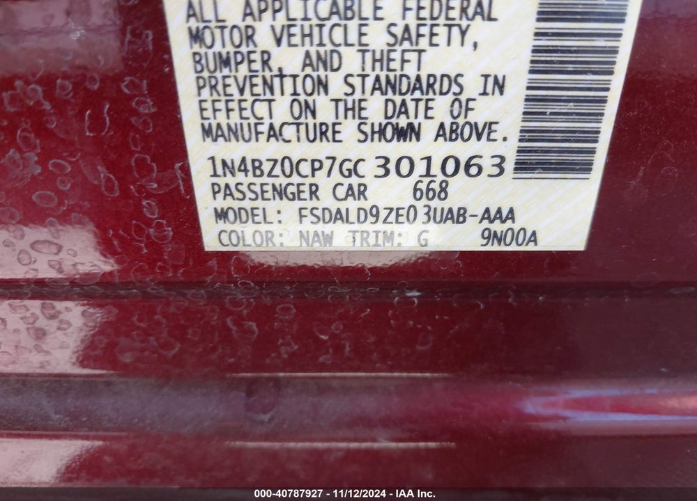 2016 NISSAN LEAF SV VIN: 1N4BZ0CP7GC301063