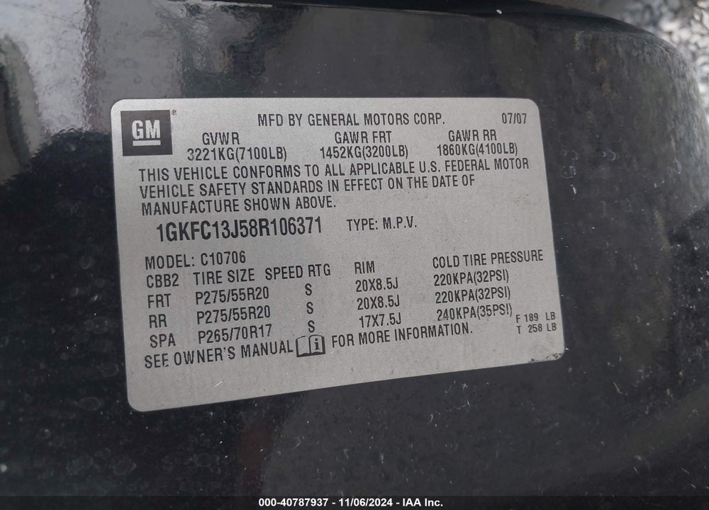 2008 GMC YUKON SLT VIN: 1GKFC13J58R106371