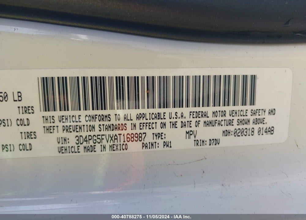 2010 DODGE JOURNEY SXT VIN: 3D4PG5FVXAT168987