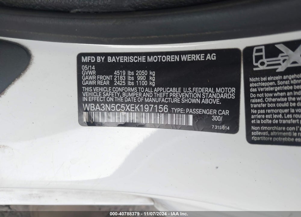 2014 BMW 428I XDRIVE VIN: WBA3N5C5XEK197156