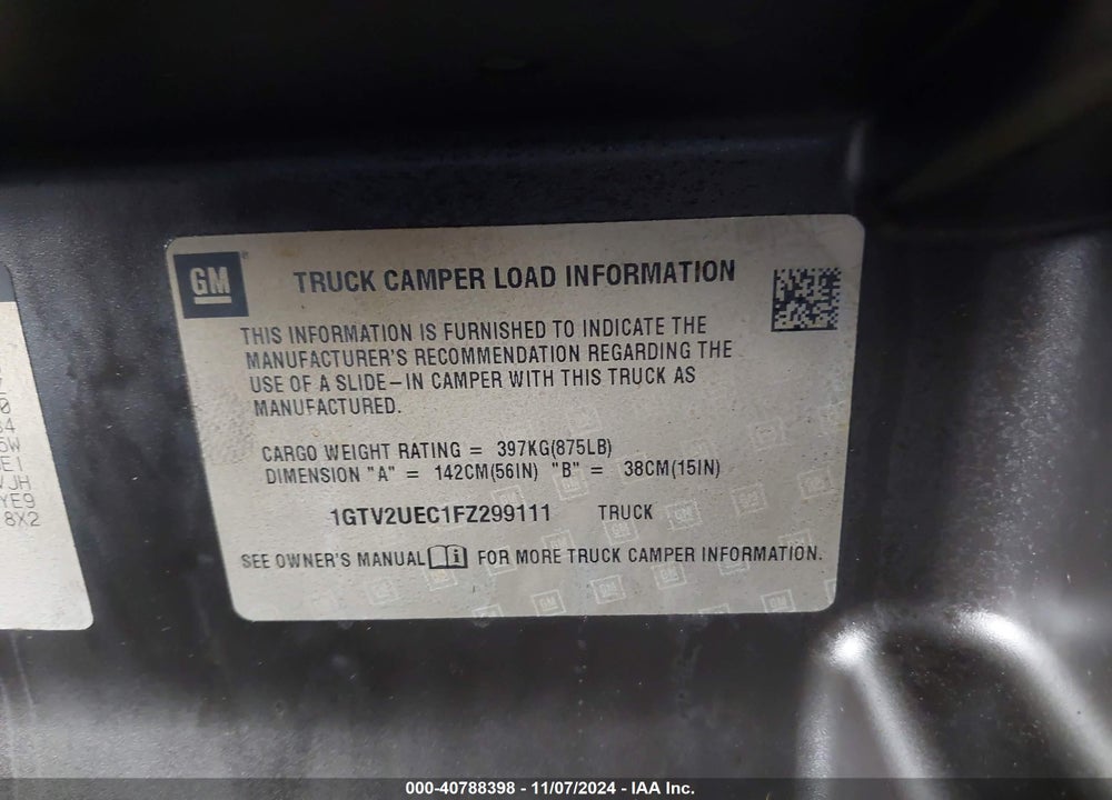 2015 GMC SIERRA 1500 SLE VIN: 1GTV2UEC1FZ299111