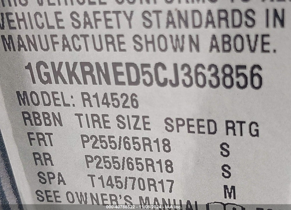 2012 GMC ACADIA SL VIN: 1GKKRNED5CJ363856
