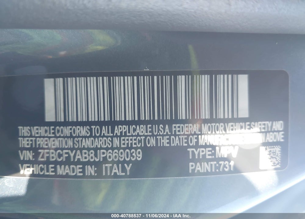 2018 FIAT 500X BLUE SKY EDITION AWD VIN: ZFBCFYAB8JP669039