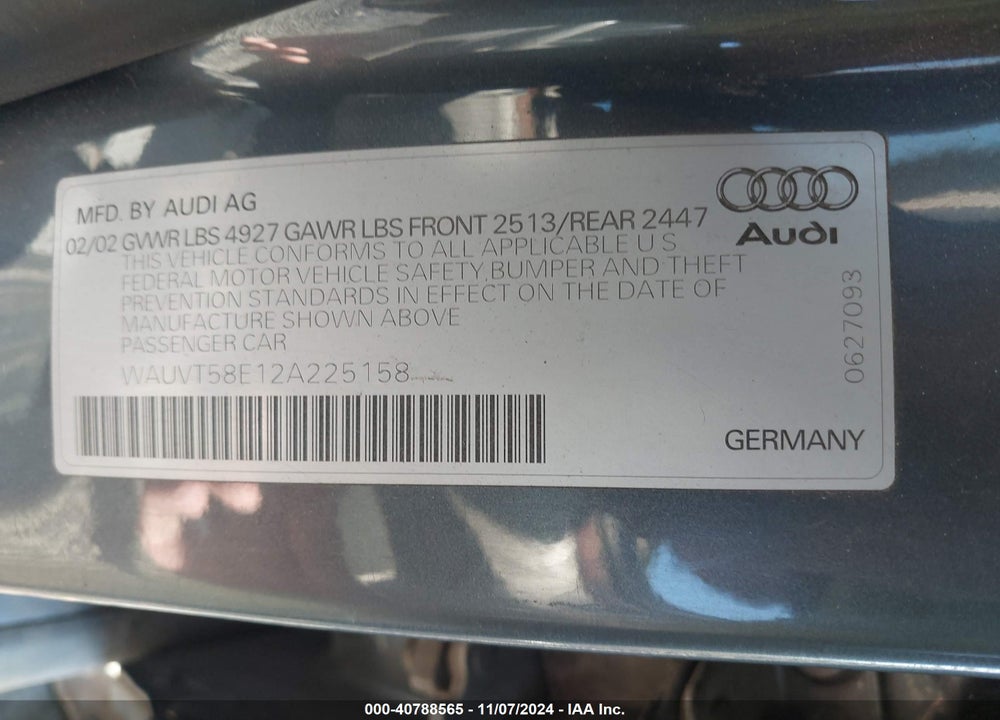 2002 AUDI A4 3.0 AVANT VIN: WAUVT58E12A225158