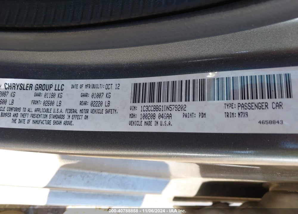 2013 CHRYSLER 200 TOURING VIN: 1C3CCBBG1DN579202