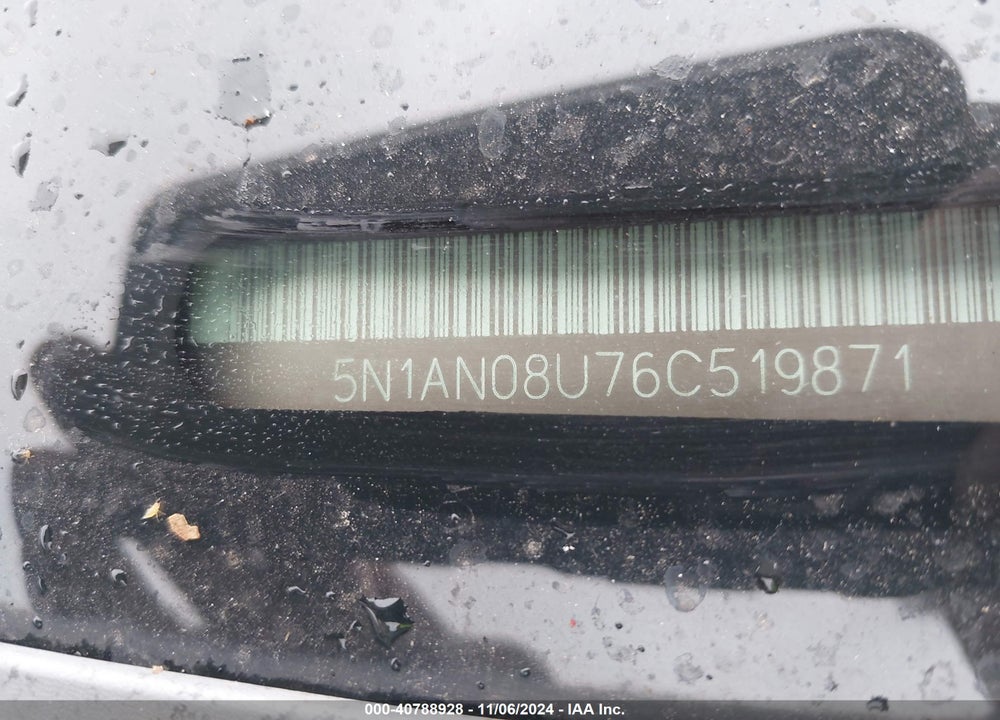 2006 NISSAN XTERRA S VIN: 5N1AN08U76C519871